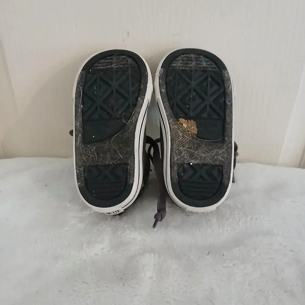 Converse Grey & Lime Green High Top Sneakers Kids 5 Skater Grunge Classic